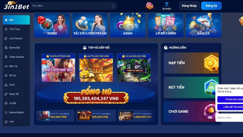 Đa dạng các sản phẩm trong app 3in1bet Đa dạng các sản phẩm trong app 3in1bet