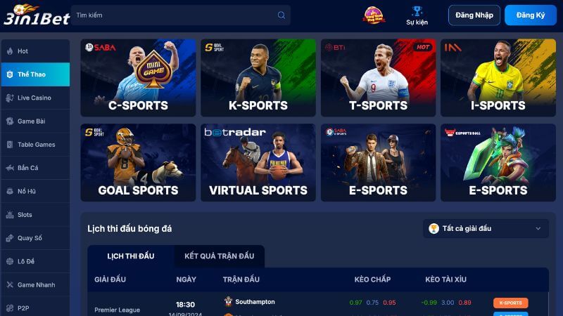 Sảnh Cá Cược Thể Thao 3in1bet Sảnh Cá Cược Thể Thao 3in1bet